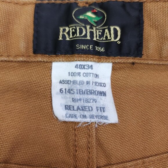 Redhead Mens 40x34 Relaxed Fit Carpenter Work Pants 100% Cotton Brown Tan - Picture 3 of 9